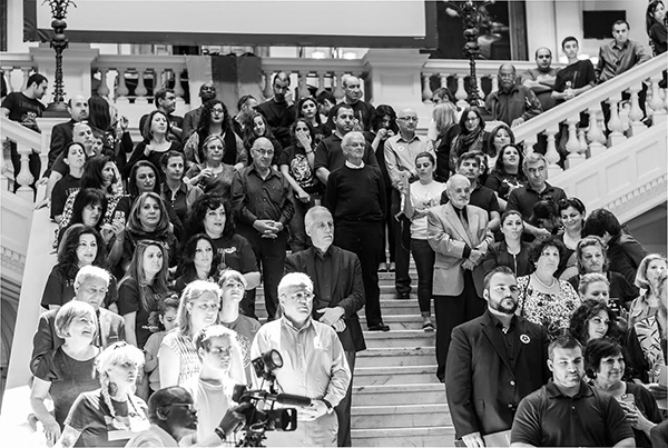 Armenian-Americans from all across the state of Georgia gather at the state capitol building to commemorate the Centennial of the Armenian Genocide
