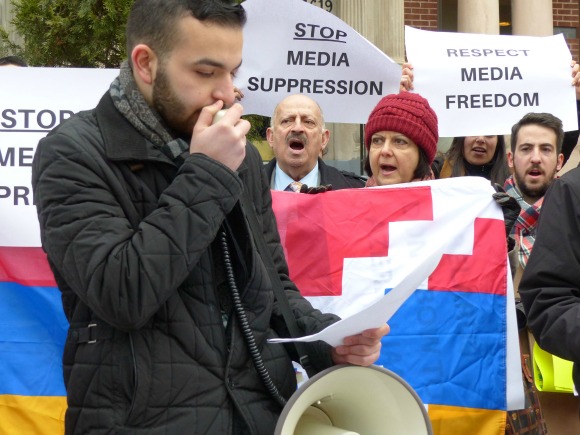 DC Armenian Americans protest Alexandr Lapshin’s impending extradition to Azerbaijan in front of Belarus Embassy