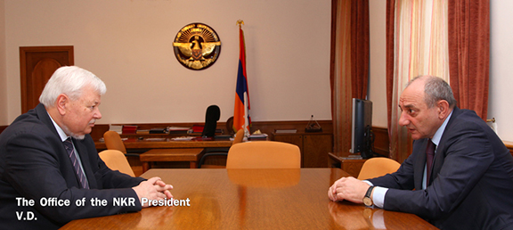 Artsakh President Bako Sahakian (right) meeting with Personal Rep. of the OSCE Chairman-in-Office Andrzej Kasprzyk on Feb. 28, 2017 in Stepanakert