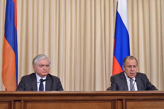 Armenian Foreign Minister Edward Nalbandian and Russian counterpart Sergey Lavrov during a press conference in Moscow on Feb. 22, 2017 (Photo: Russian Ministry of Foreign Affairs)