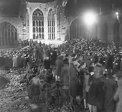 The destroyed Coventry Cathedral