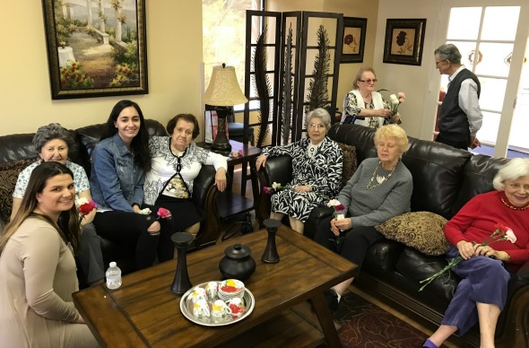 AYF members with elderly at Ararat Home in Mission Hills, Calif. as part of "24 Days of Action" campaign