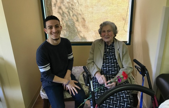 AYF member Manoug Manokian with resident of Ararat Home