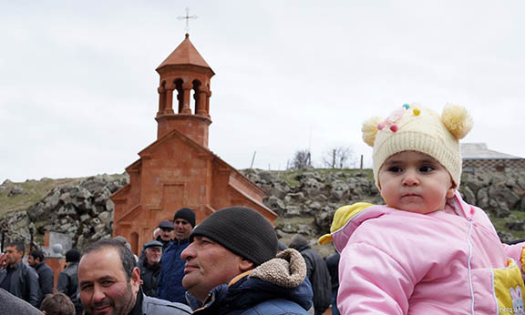 Hundreds attend the opening of Holy Cross Armenian Church in the Akhalkalak village of Gumburdo (Photo: Hetq)