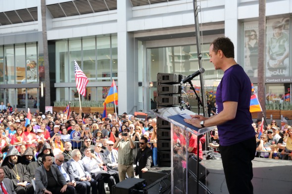 Congressman Adam Schiff (D-CA) presents his remarks during rally
