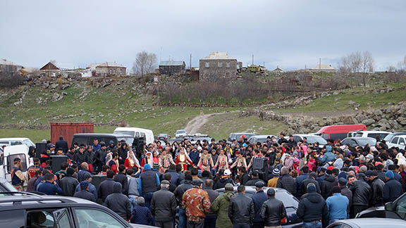 Community members celebrate the opening of the Holy Cross Armenian Apostolic Church (Photo: Hetq)