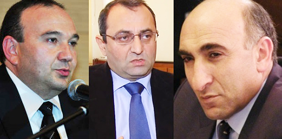 From left reappointed ARF ministers Levon Mkrtchyan, Artsvik Minasyan and Davit Lokyan