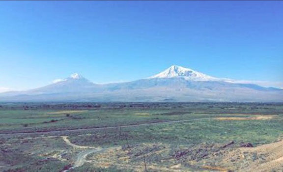 A beautiful fall morning view of Mount Ararat from Khor Virap