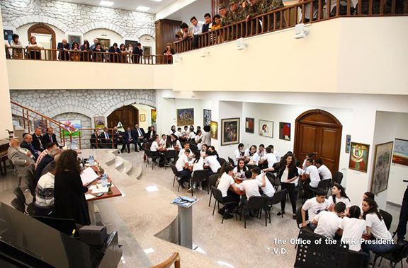 Artsakh President Bako Sahakian visit youth event "Brain Ring" in Shushi