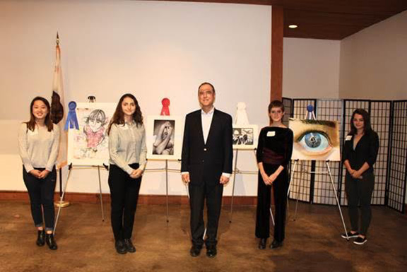 (From left to right) Mimi Suh, Goar Ayrapetyan, Rep. Schiff, Annabel Lawton Boardman, Monika Uguryan
