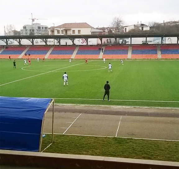 The Artsakh Footbal Team practicing at the stadium (Photo by Robert O'Connor)