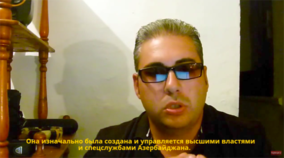 Vahan Martirosyan, one of the founders of the Armenia-Azerbaijan Peace Platform, in a YouTube video in which he denounces the organization as an Azerbaijani government sham.