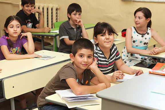 Syrian Armenian children attend a school that teaches Western Armenian