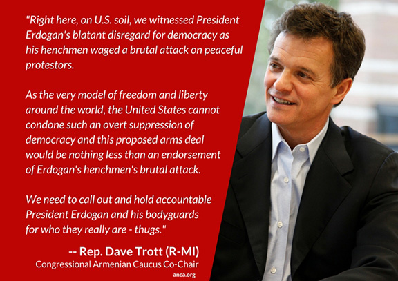 Trott-Pallone letter urges a halt of weapons' sales to Erdogan's guards