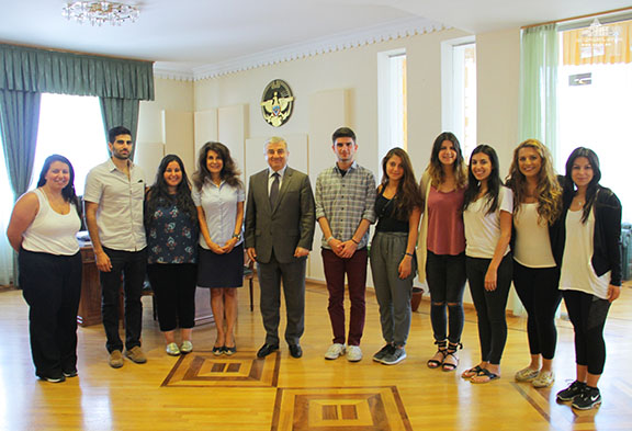 AYF delegation with Artsakh National Assembly Speaker Ashot Ghulyan