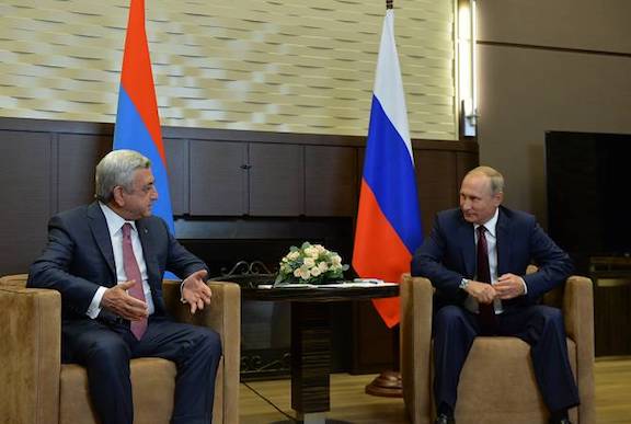 Armenia's Serzh Sarkisian and Russia's Vladimir Putin meet in Sochi on Wednesday
