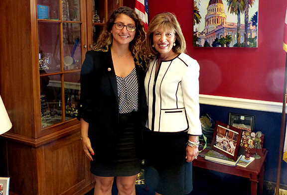 ANCA Leo Sarkisian Intern Mari Tikoyan with Congressional Armenian Caucus Co-Chair Jackie Speier (D-CA), one of two U.S. House members of Armenian descent.