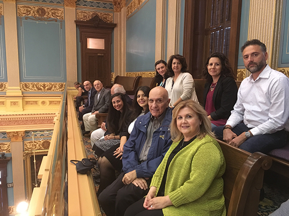 Michigan Armenian community leaders in the Senate Chambers for the State Senate recognition of Artsakh Republic.