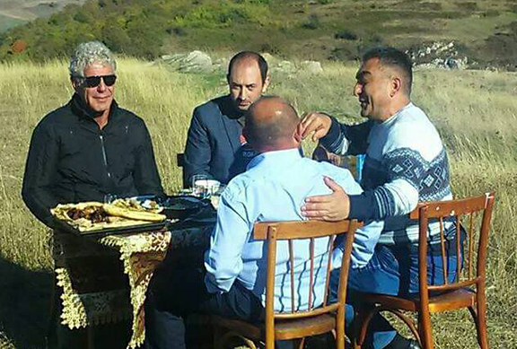 Anthony Bourdain enjoys a meal in Shushi, Artsakh
