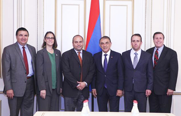 Members of the California legislative delegation with Parliament Speaker Ara Babloyan