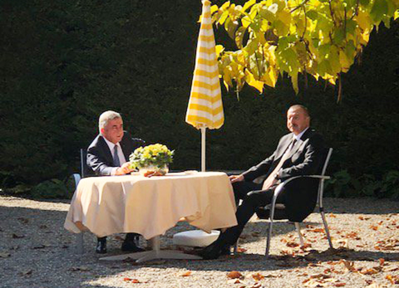 Presidents Serzh Sarkisian and Ilham Aliyev held a 45-minute one-on-one meeting on Oct. 16