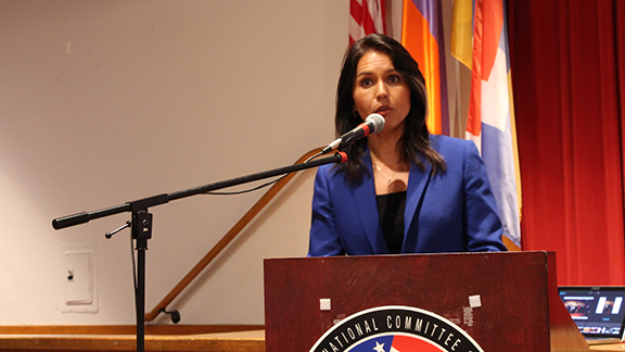 Rep. Tulsi Gabbard speaking in San Francisco