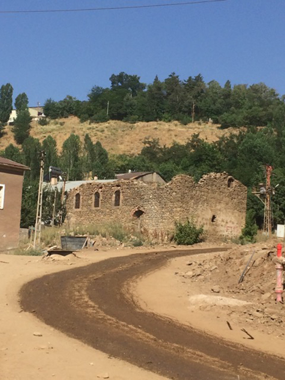 The precarious standing wall from Surp Marineh Church in Mush