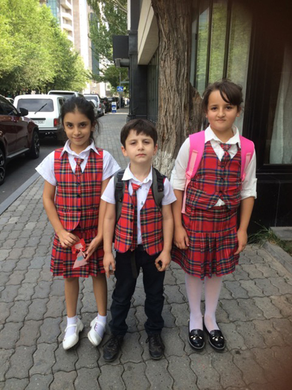 The kids in their school uniforms