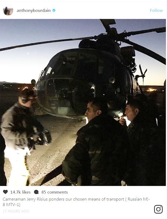 Bourdain's Instagram post en route to Artsakh