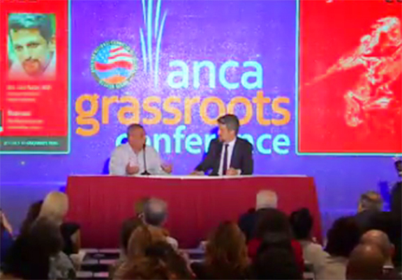 Garo Paylan in discussion with Asbarez's Ara Khachatourian during "The Profile in Courage" panel
