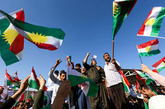 Iraqi Kurds protest in their regional capital Arbil on October 21, 2017, as tensions soar with Baghdad. (Photo: SAFIN HAMED/AFP)