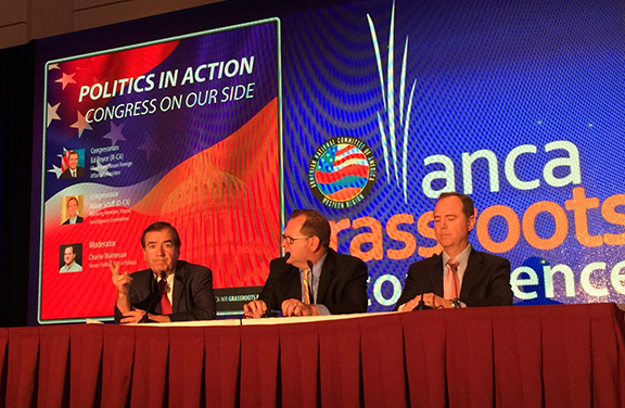 House Foreign Affairs Committee Chairman Ed Royce (R-CA) and House Intelligence Committee Ranking Member Adam Schiff (D-CA) headline the ANCA Grassroots Conference Panel "Politics in Action: Congress on Your Side", moderated by Politico Senior Politics Editor Charlie Mahtesian.