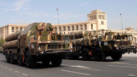 Russian-made S-300 air-defense systems are driven through Yerevan's Republic Square (Photo: Photolure)