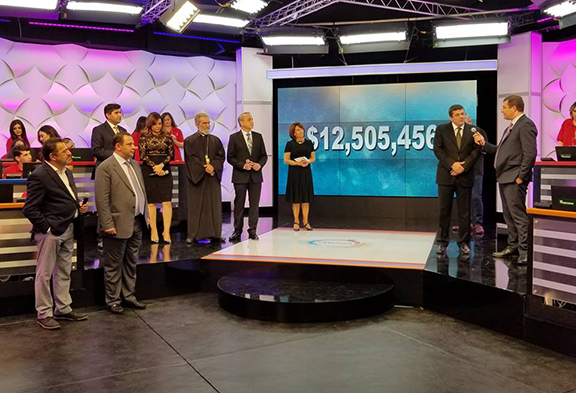 At the conclusion of the 2017 Armenia Fund Telethon the screen displays the amount raised