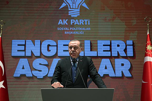 Turkish President Recep Tayyip Erdogan speaks at his party's conference
