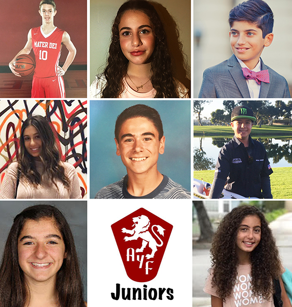 Top row: Alex Guldjian, Lucy Guldjian, Antranig Tawekjian. Middle row: Savannah Minassian, Tony Ordoukhanian, Michael Cinquegrani. Bottom row: Isabelle Kouyoumdjian, Kareen Manuelian