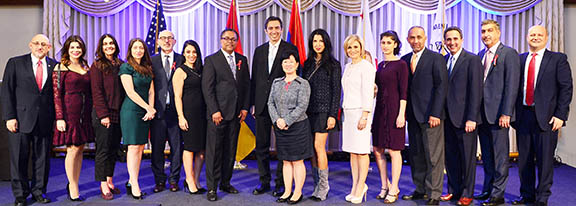 Judge Huey Cotton (center left) and Judge Holly Fujie (center right) flanked by Armenian Bar Board Members