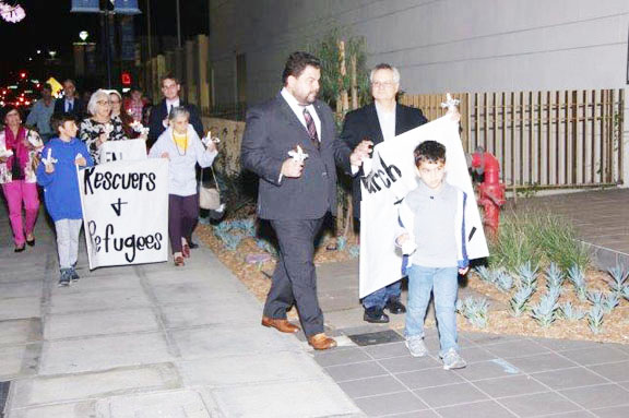 Burbank Unified School District Board member Dr. Armond Aghakhani takes part in the walk