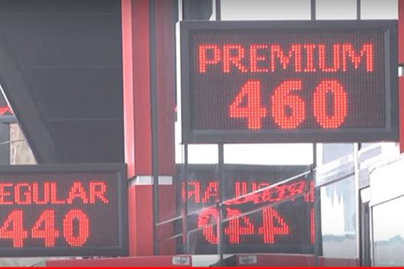 Gasoline prices on the rise in Armenia. Graphic reflects gas prices posted on Jan. 22 (RFE/RL graphic)