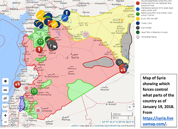 Map showing Turkey's inroads in Syria