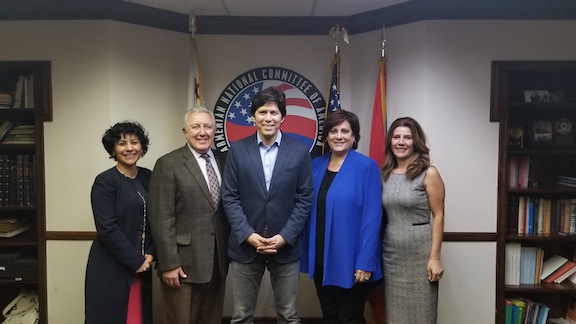 Senator Kevon de Leon with the ANCA-WR board members