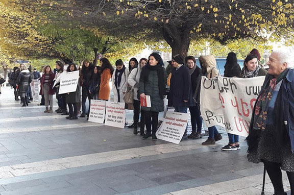 A protest in Armenia against domestic violence