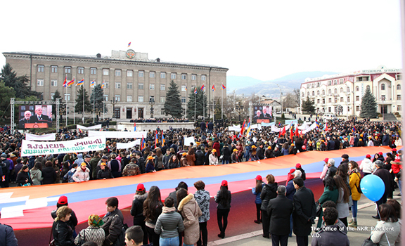 Thousands gathered at Stepanakert's Renaissance Square to mark 30th anniversary of Artsakh's liberation movement