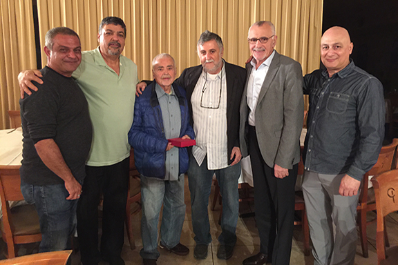 From l to r: Asbarez English Editor, Ara Khachatourian; Minas Hasholian from the ARF Torrance Aram Manoukian Gomideh; Manas Boujikian; Asbarez Armenian Editor Apo Boghigian; ARF Western US Central Committee member Avedik Izmirlian; and Berdj Badaghasian also of the ARF Torrance Gomideh