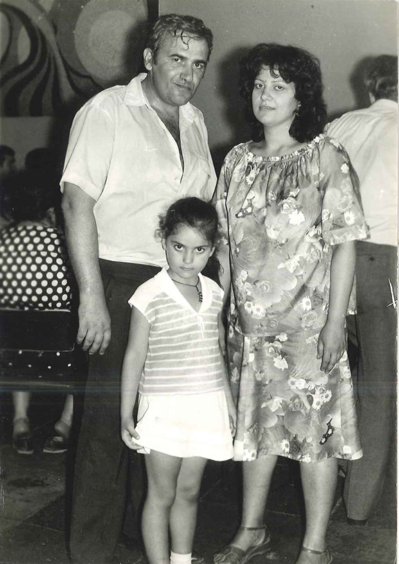Anna Astvatsaturian Turcotte (center) with her parents in Baku