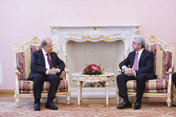 Presidents Serzh Sarkisian and Michel Aoun met on Thursday
