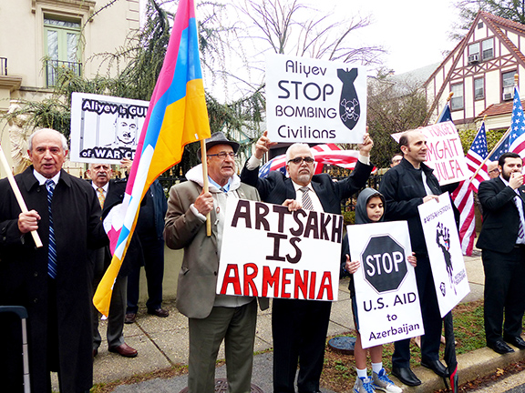 DC Armenian Community advocates demanded justice for the Sumgait and Baku massacres at a protest organized by the ANC Greater Washington and the AYF Washington Ani Chapter.
