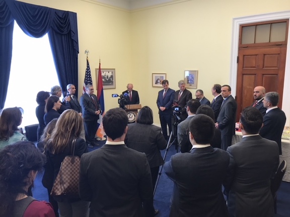 Artsakh President Bako Sahakian addresses members of Congress on Capitol Hill on Wedneday