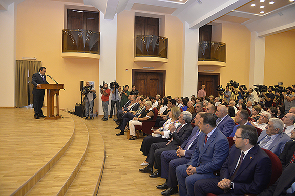 Dignitaries in the newly renovated Tchaikovsky Music School during its opening ceremony
