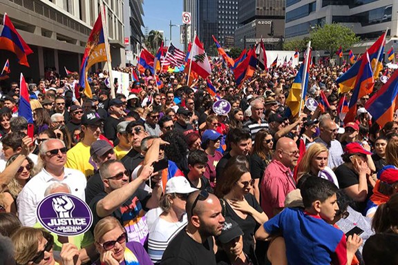 A scene from the 40,000-strong March for Justice at the Turkish Consulate in Los Angeles
